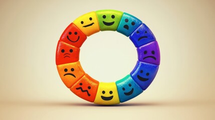 Naklejka premium Colorful Emotion Wheel with Various Facial Expressions for Kids