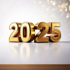2025 New Year golden number, Extend Warm Wishes for a Happy New Year and Merry Christmas with this golden number design 3d rendering