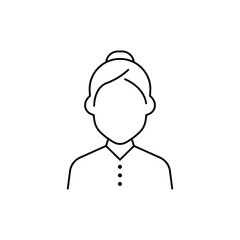 Woman Line Icon with Concept of Talking, Communication or Consultation. Customer Support and Discussion. Isolated Vector Illustration.