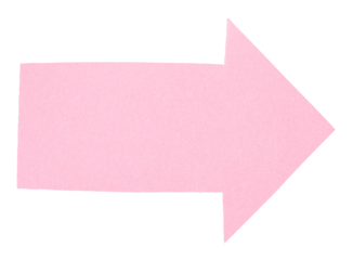 Isolated cut out light pink paper cardboard arrow direction sign with texture rough edges and copy space for text png transparent background
