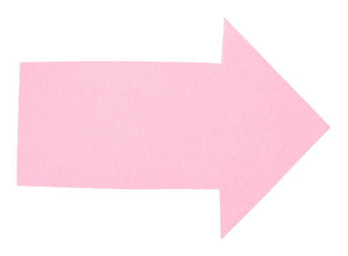 Isolated cut out light pink paper cardboard arrow direction sign with texture rough edges and copy space for text png transparent background
