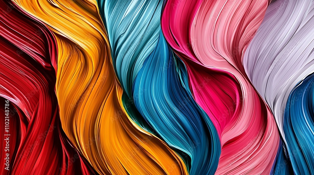 Aufkleber Vibrant Abstract Colorful Swirls and Waves in Dynamic Modern Art Composition : Generative AI