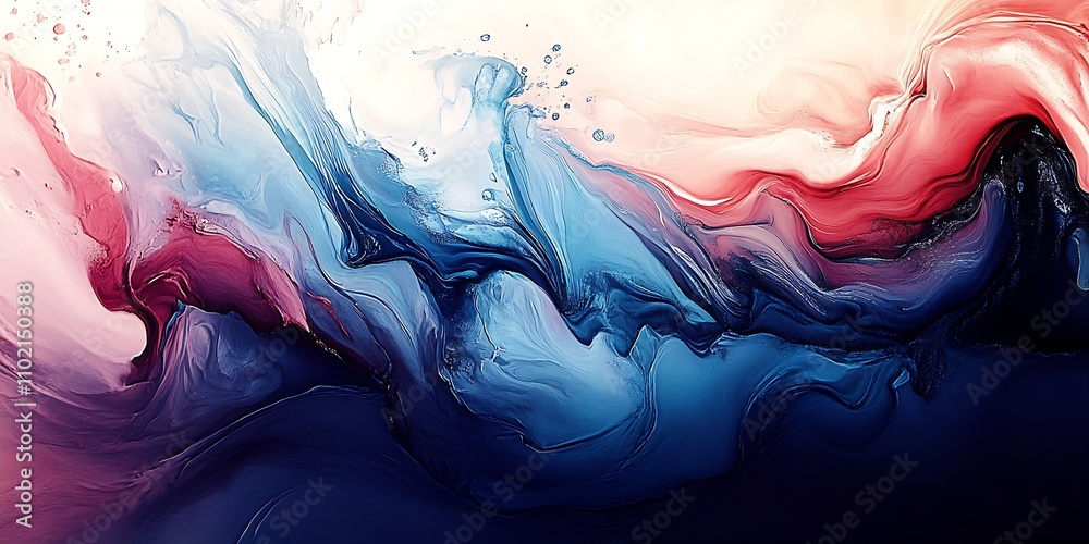 Aufkleber Abstract Fluid Art with Vibrant Colors Blending in Dynamic Swirling Motion : Generative AI