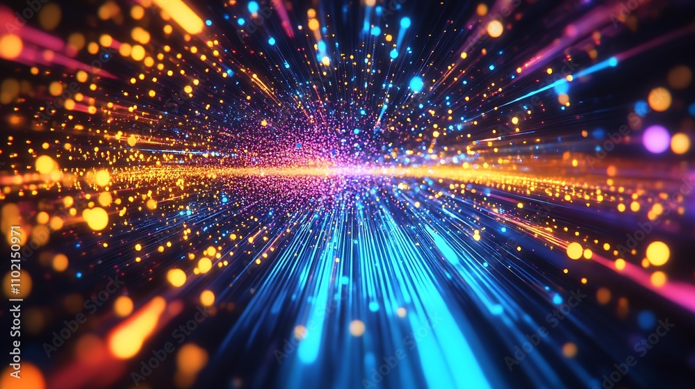 Poster Dynamic Neon Energy Lights Creating Vivid Futuristic Background Concept : Generative AI