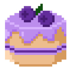 Fototapeta premium blueberry cake in pixel art. set
