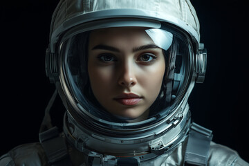 Young woman astronaut portrait.