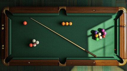 Snooker Table with Essential Elements and Balls in a Classic Indoor Setting
