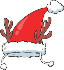 Santa hat vector illustration. Christmas Santa Claus hats. Vector hats for winter holiday decoration. 
