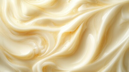 Creamy swirls of pale yellow lotion texture background
