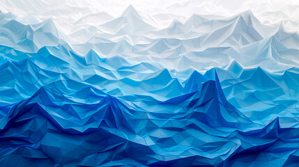 Obraz premium Blue triangle shapes in a polygonal geometric mosaic grid, with abstract waves