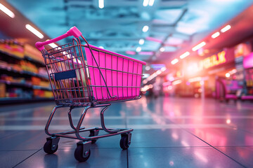 Black Friday Shopping Cart in a Shopping mall 
