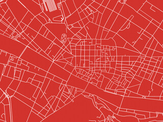 Christmas Map of Firenze Centro, Italy in Snowy White on Festive Red Background.