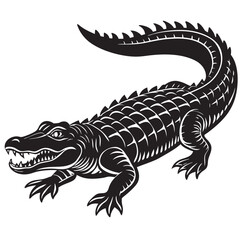 Obraz premium A Black Silhouette of a Crocodile on a isoleted white background