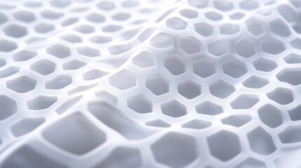 Obraz premium Glossy White Hexagon Grid Pattern on Smooth Fabric Surface