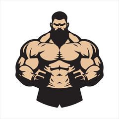 Fototapeta premium Bodybuilder cartoon style icon illustration vector