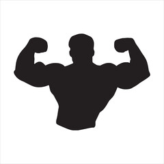 Man flexing biceps silhouette illustration vector