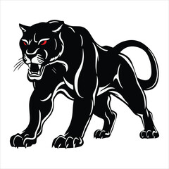 Obraz premium Panther roaring silhouette icon illustration vector