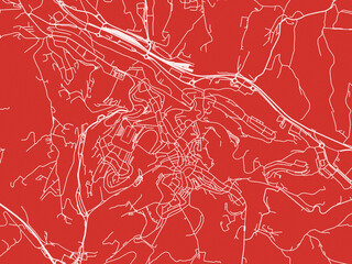 Christmas Map of Siena, Italy in Snowy White on Festive Red Background.