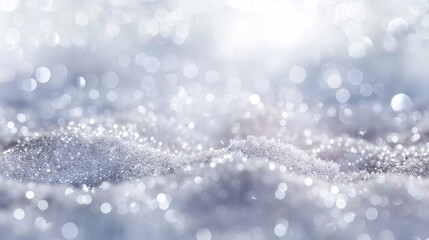 Snowflakes, glistening, closeup shot, winter background with sparkling details, frosty, soft focus snow texture, holiday theme, bokeh effects, festive mood concept