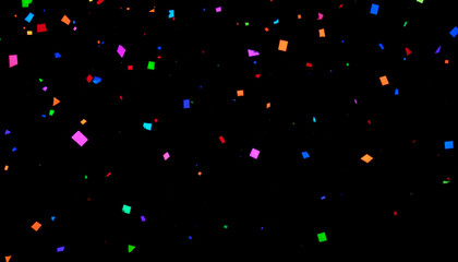 A good background with colorful confetti on black for festive celebrations.