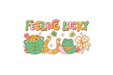 Feeling Lucky, Western St Patrick's Day Sublimation Design