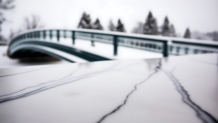 Obraz premium Winter-Themed Product Display on Empty Wooden Table