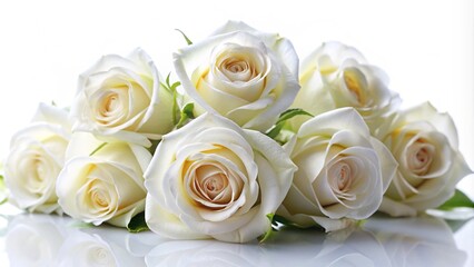 Obraz premium White roses on a white background 