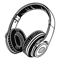 Fototapeta premium Headphone Black Silhouette Vector art illustration isolated on transparent background