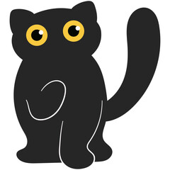 Obraz premium Cute cartoon black cat.
