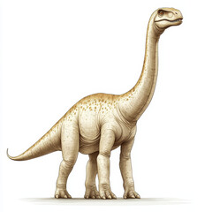 Obraz premium artistic composition of Brachiosaurus, showcasing its long neck and unique features. This dinosaur stands majestically against clean white background, evoking sense of wonder and curiosity about