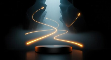 Mysterious silhouette figures with glowing light trails