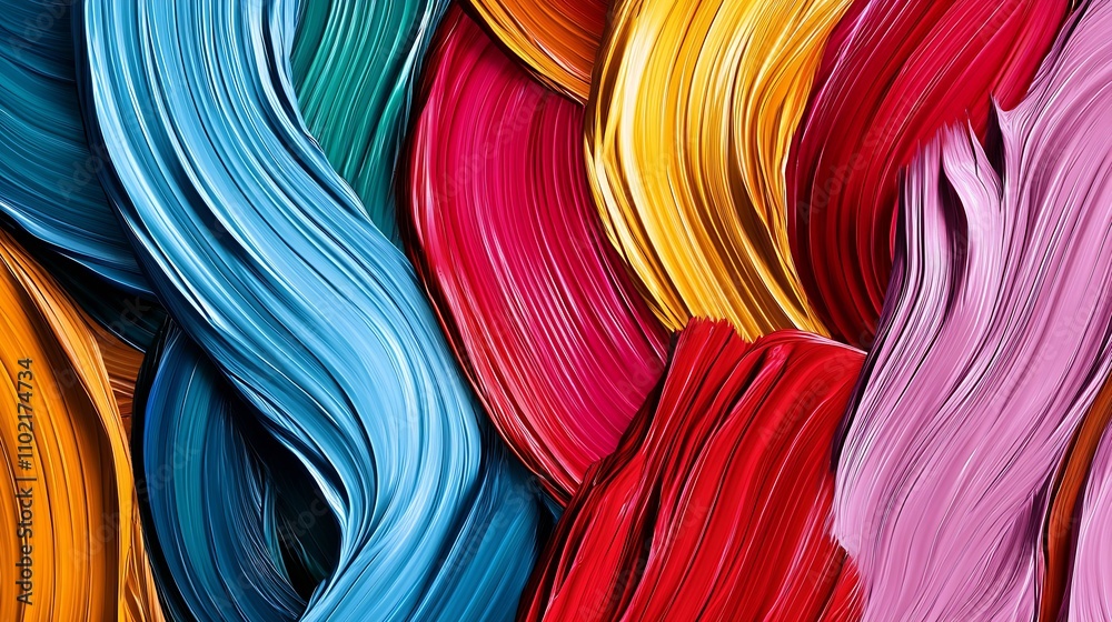 Aufkleber Vibrant Abstract Colorful Swirling Paint Strokes Creating Dynamic and Energetic Visual Patterns : Generative AI