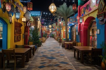 Naklejka premium Global Village: A Multicultural Celebration of Dining, Entertainment, and Shopping in Dubai