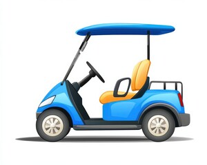 Golfcart. Golf Cart Blue Transportation Vehicle for Golf Club with White Background