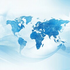 Abstract World Map Background in Blue Tones