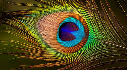 Obraz premium A close-up of a peacock feather, with intricate details and shimmering colors