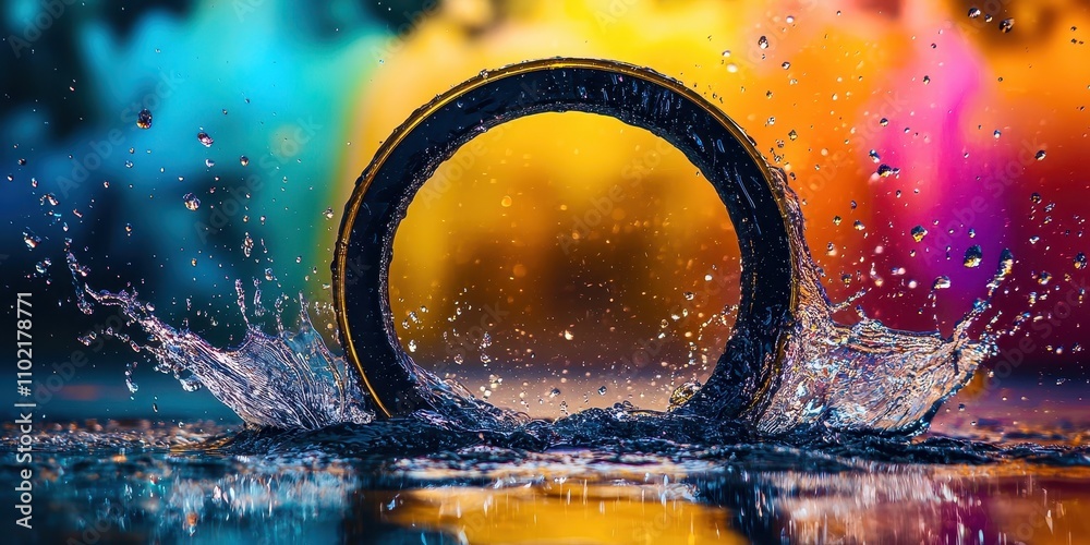 Poster ring is in the water and the water is splashing around it