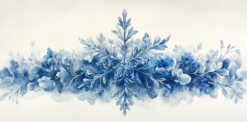 Watercolor Floral Design Featuring A Central Snowflake Motif