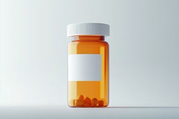 Amber medicine bottle on white background.