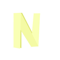 letter N in pastel oragami style on transparency background