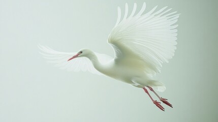 Fototapeta premium Elegant White Bird in Flight Against Soft Background
