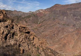 Gran Canaria, landscape of the central part of the island, Las Cumbres, ie The Summits, 
Caldera de Tejeda in geographical center of the island