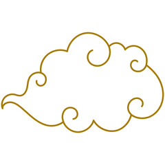 Golden Chinese clouds line. Collection of gold clouds in Chinese style.
