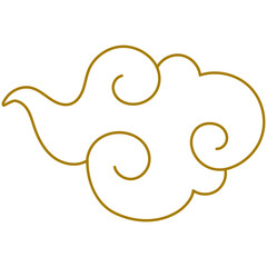 Golden Chinese clouds line. Collection of gold clouds in Chinese style.