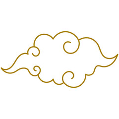 Golden Chinese clouds line. Collection of gold clouds in Chinese style.