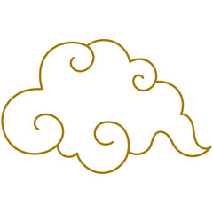 Golden Chinese clouds line. Collection of gold clouds in Chinese style.