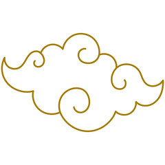 Golden Chinese clouds line. Collection of gold clouds in Chinese style.