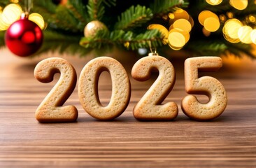 The numbers "2025" shaped like ginger cookies,