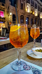 A typical Italian orange drink in a pub in Taormina, Sicily
