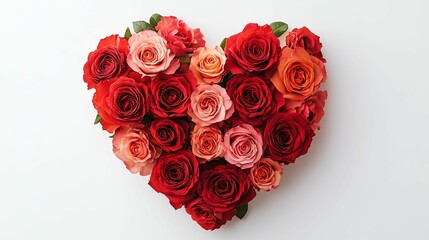 Red and Pink Roses Arranged in a Heart Shape